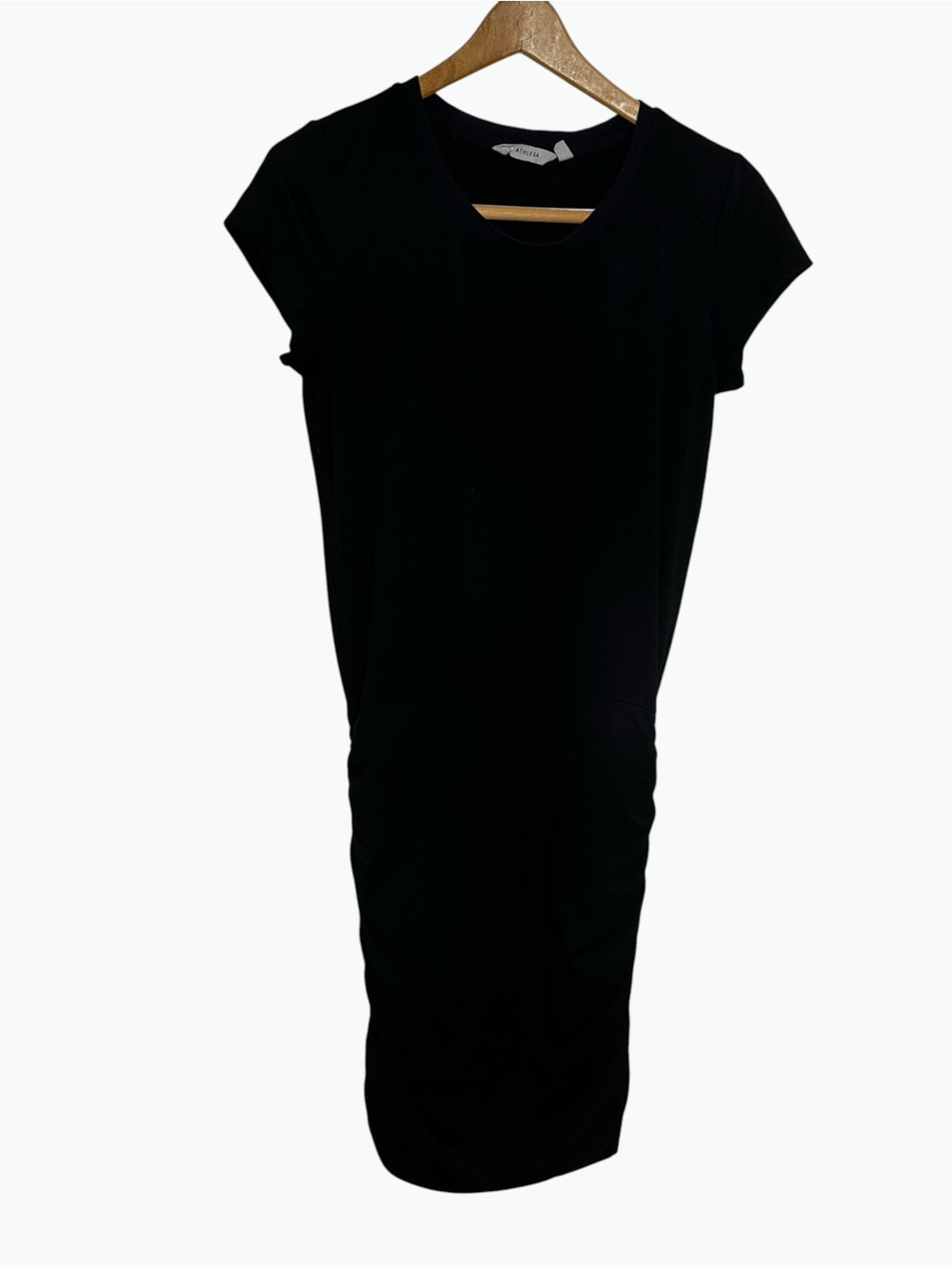Athleta Black Topanga Tee Dress Short Sleeve Ruched Bodycon Size S 439157